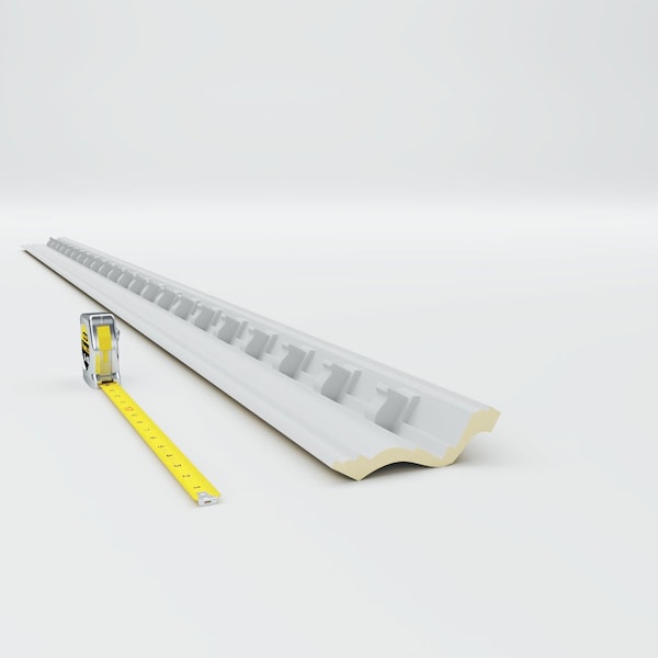 Ekena Millwork 4 1/2"H x 3 3/4"P x 5 7/8"F x 94 1/2"L Nouveau Dentil Crown Moulding - MLD04X03X06NO