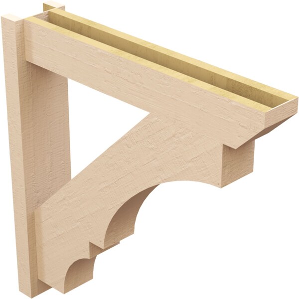 Ekena Millwork 6-in W x 30-in D x 30-in H Balboa Slat Rough Cedar Woodgrain TimberThane Outlooker, Primed Tan - OUTUR060X30X30BOA24RCPR