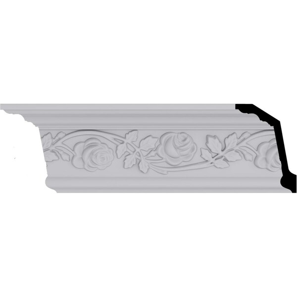 Ekena Millwork 5 1/2"H x 3 3/4"P x 6 3/4"F x 94 1/2"L Rose Crown Moulding - MLD05X02X06RO