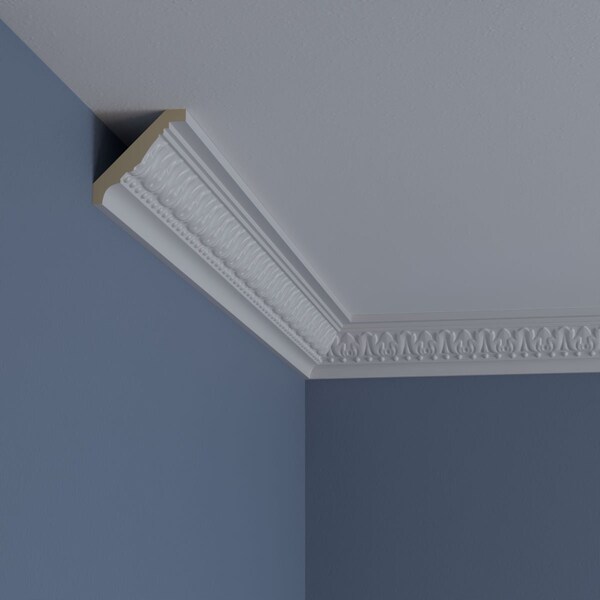 Ekena Millwork 2 3/8"H x 2 3/8"P x 3 1/4"F x 94 1/2"L, (1 1/2" Repeat), Nadia Crown Moulding - MLD02X02X03NA