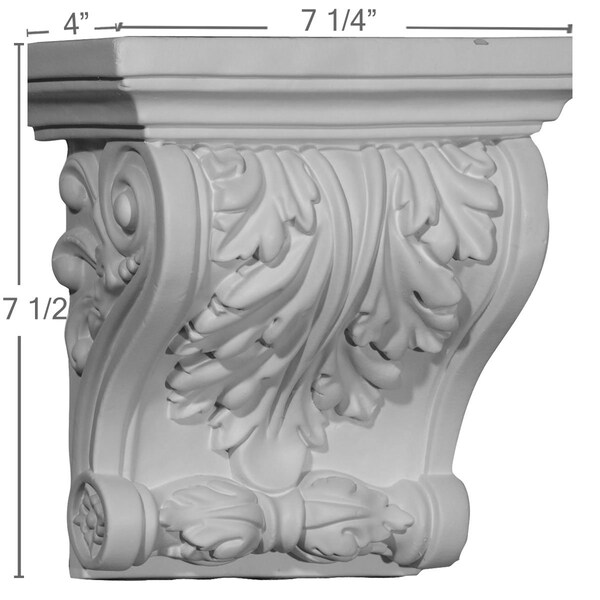 Ekena Millwork 7 1/2"W x 4"D x 7 1/4"H Tristan Corbel - COR07X04X07TN
