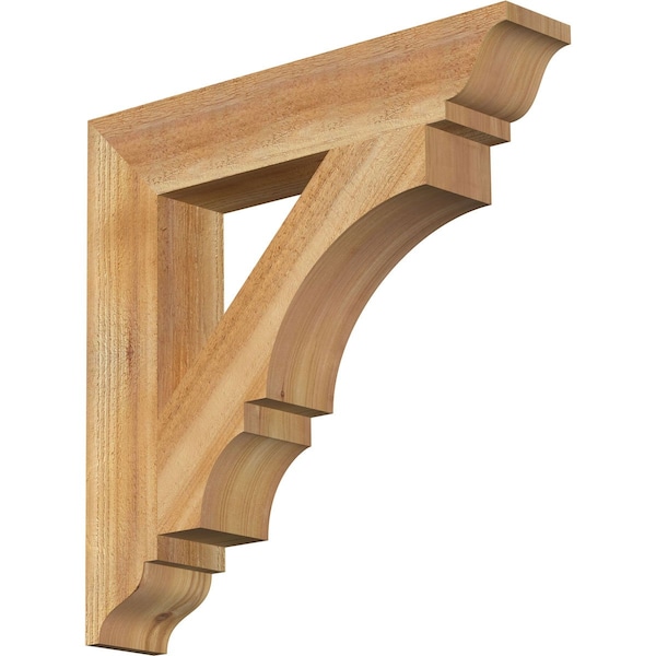 Ekena Millwork Balboa Traditional Rough Sawn Bracket, Western Red Cedar, 4"W x 22"D x 22"H - BKT04X22X22BOA01RWR