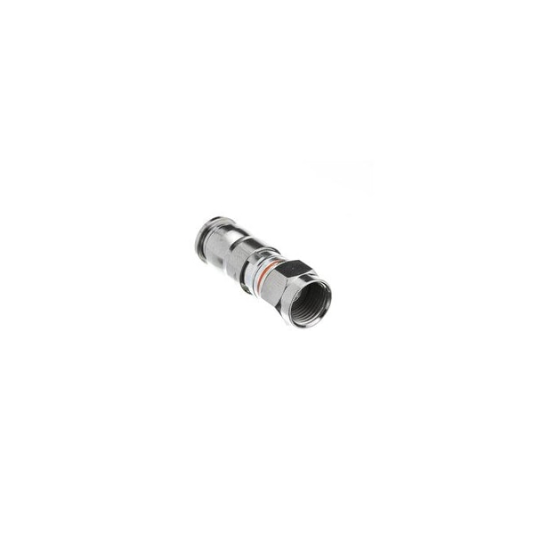 Conector de compresión F-PIN blindado de cuádruple protección RG6 de Swe-Tech 3C, banda naranja, paquete de 25 - FWT31X4-32325