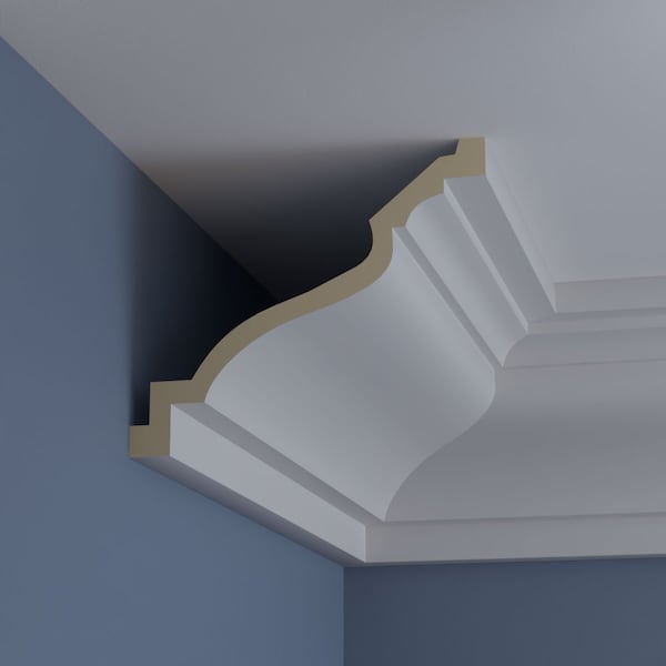 Ekena Millwork 10 5/8"H x 12 5/8"P x 16 1/8"F x 94 1/2"L Large Milton Smooth Crown Moulding - MLD10X12X16MI
