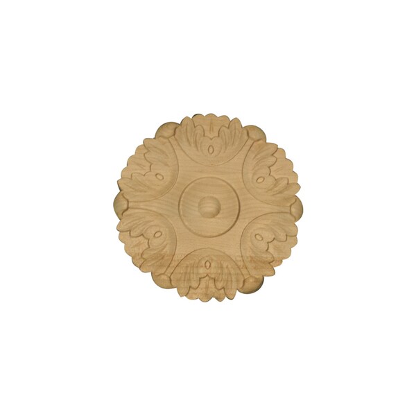 Osborne Wood Products 3 7/8 x 3 7/8 x 1/4 Medium Round Rosettes in Rubberwood (pa - 891839RW
