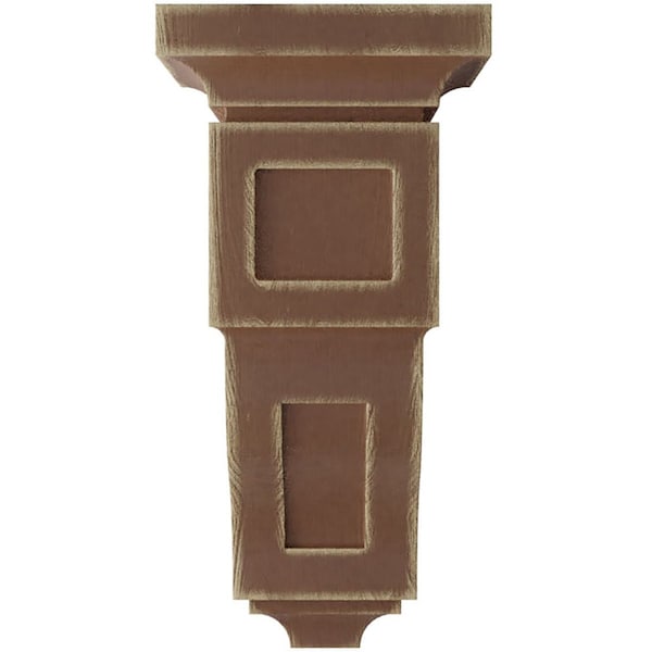 Ekena Millwork 6"W x 6 3/4"D x 12"H Large Reyes Wood Vintage Decor Corbel, Weathered Brown - CORWD06X06X12RYBR