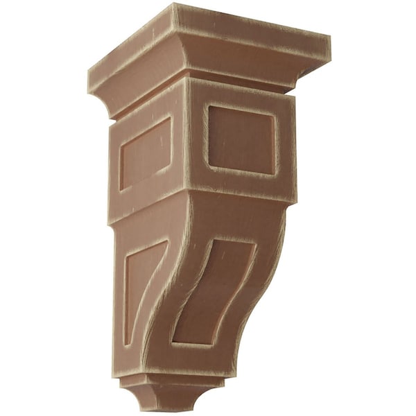 Ekena Millwork 6"W x 6 3/4"D x 12"H Large Reyes Wood Vintage Decor Corbel, Weathered Brown - CORWD06X06X12RYBR