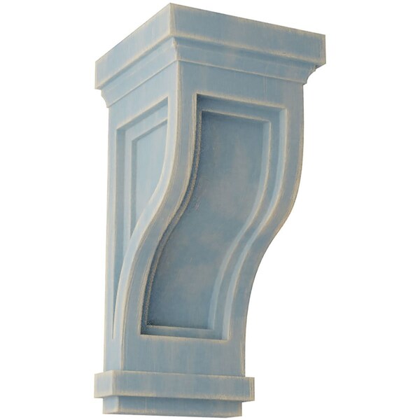 Ekena Millwork 4 3/4"W x 5"D x 10"H Traditional Recessed Wood Vintage Decor Corbel, Driftwood Blue - CORWD04X05X10TRBU