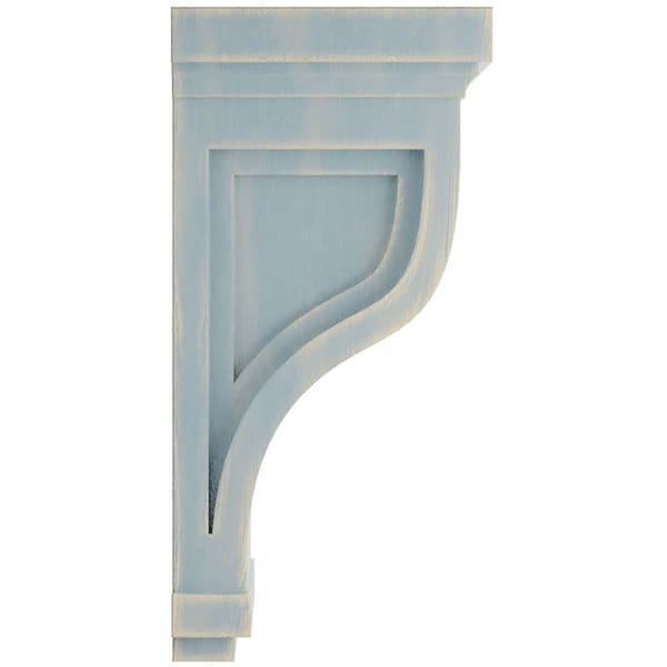 Ekena Millwork 4 3/4"W x 5"D x 10"H Traditional Recessed Wood Vintage Decor Corbel, Driftwood Blue - CORWD04X05X10TRBU