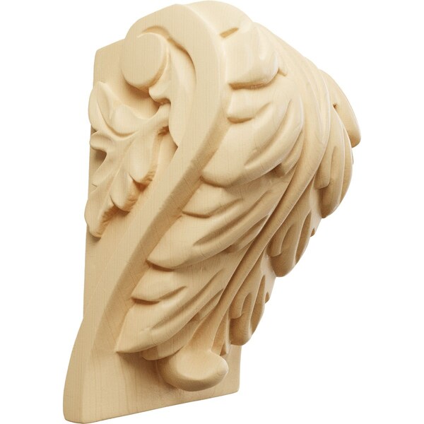Ekena Millwork 3 1/4"W x 2 3/4"D x 5"H Medium Acanthus Leaf Block Corbel, Maple - CORW03X03X05BAMA