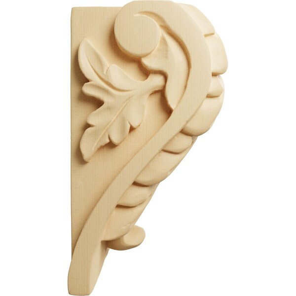 Ekena Millwork 3 1/4"W x 2 3/4"D x 5"H Medium Acanthus Leaf Block Corbel, Maple - CORW03X03X05BAMA