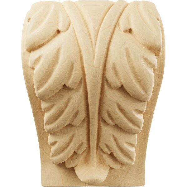 Ekena Millwork 3 1/4"W x 2 3/4"D x 5"H Medium Acanthus Leaf Block Corbel, Maple - CORW03X03X05BAMA