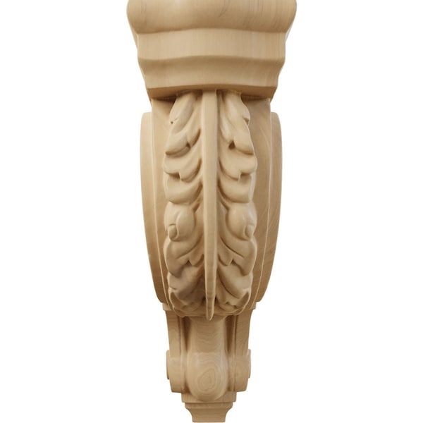 Ekena Millwork 3"W x 7 3/4"D x 10"H Small Hudson Acanthus Wood Corbel, Cherry - CORW03X08X10HDCH