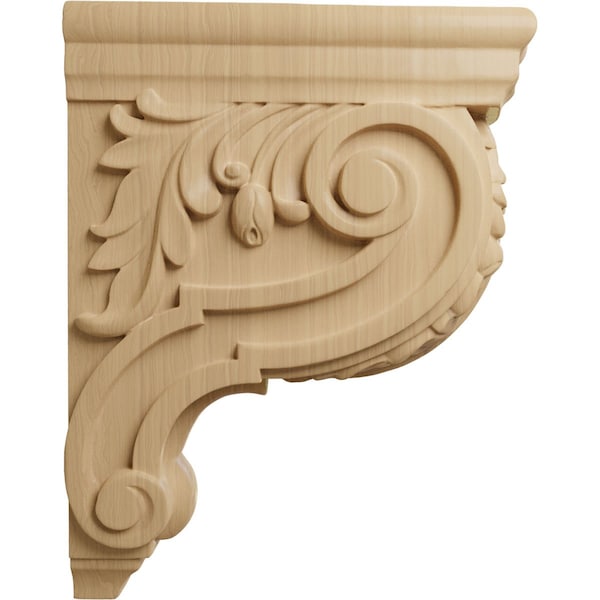 Ekena Millwork 3"W x 7 3/4"D x 10"H Small Hudson Acanthus Wood Corbel, Cherry - CORW03X08X10HDCH