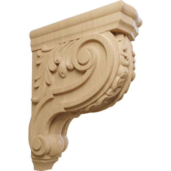 Ekena Millwork 3"W x 7 3/4"D x 10"H Small Hudson Acanthus Wood Corbel, Cherry - CORW03X08X10HDCH
