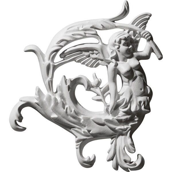 Ekena Millwork 8 1/4"W x 8 5/8"H x 7/8"P Angel Leaf Onlay, Left - ONL08X08X01AN-L