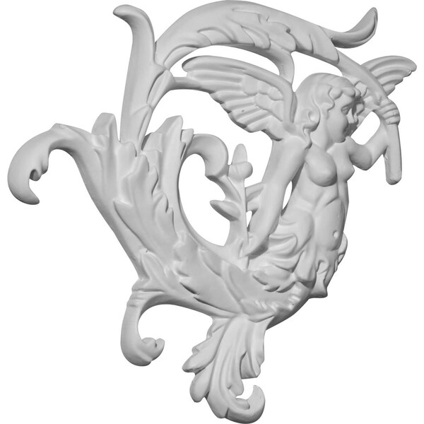 Ekena Millwork 8 1/4"W x 8 5/8"H x 7/8"P Angel Leaf Onlay, Left - ONL08X08X01AN-L