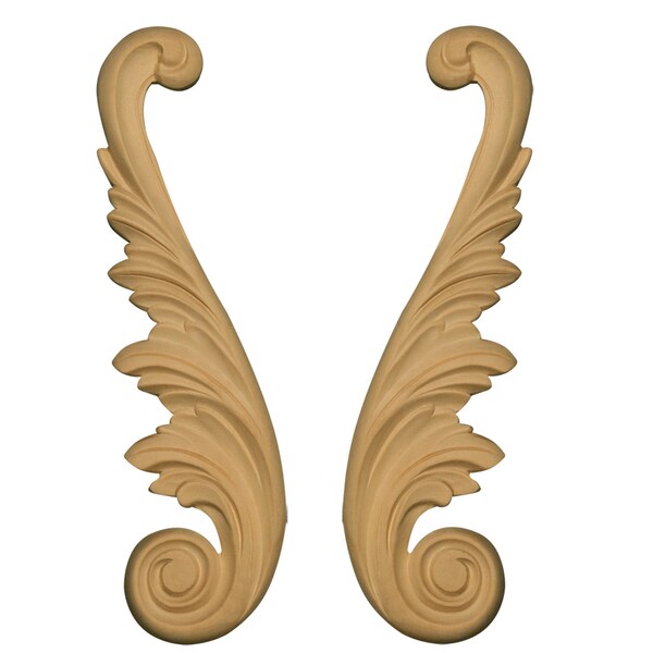 Osborne Wood Products 11 x 3 x 1/4 Decorative Appliques (Pair) in Rubberwood PR - 891561RW