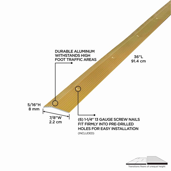 M-D Building Products Aluminum, Satin Brass, 36 in L, 0.875 in W - 79004