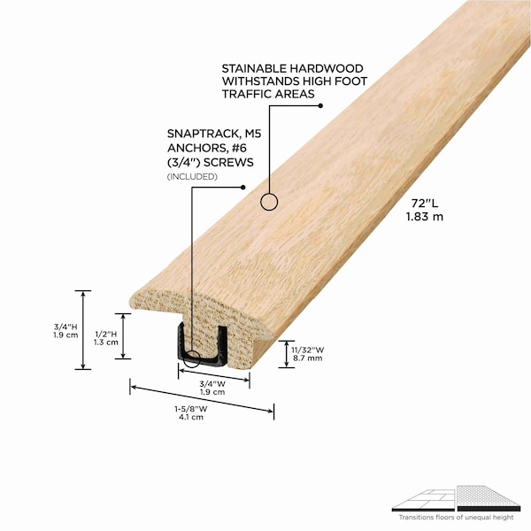 M-D Building Products Hardwood, Unfinished, 72 in L, 1.625 in W - 48905