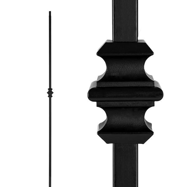 Nuvo Iron in Square x 44in Long Black Steel Interior Balusters - Single Collar, 12PK - SQI1C-12MP