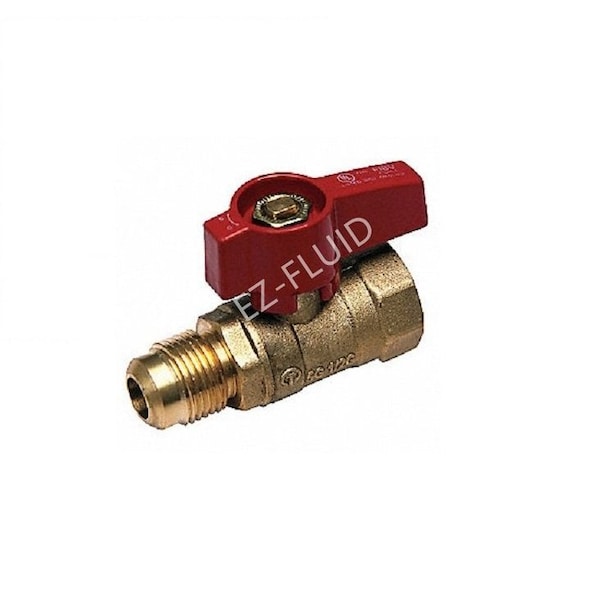 Ez-Fluid 1/2in OD Flare x 1/2in FIP Brass Gas Valve - EZGV12FL
