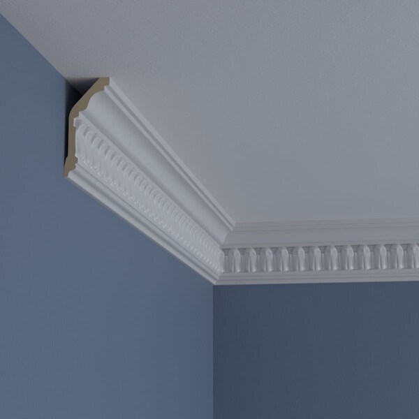 Ekena Millwork 3 5/8"H x 1 5/8"P x 3 7/8"F x 94 1/2"L, (1" Repeat), Chaffin Crown Moulding - MLD03X01X03CF