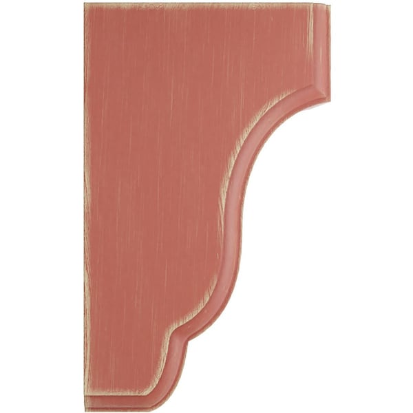 Ekena Millwork 3 1/2"W x 4"D x 6 1/2"H Capistrano Mission Wood Vintage Decor Corbel, Salvage Red - CORWD03X04X06CPRD