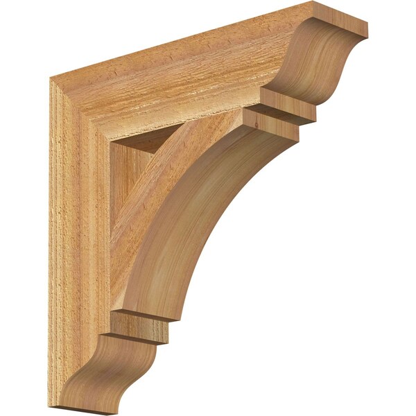 Ekena Millwork Thorton Traditional Rough Sawn Bracket, Western Red Cedar, 4"W x 16"D x 16"H - BKT04X16X16THR01RWR