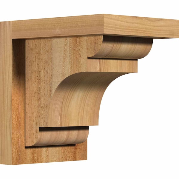 Ekena Millwork New Brighton Rough Sawn Corbel w/Backplate, Western Red Cedar, 6"W x 8"D x 8"H - COR06X08X08NEB01RWR