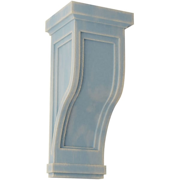 Ekena Millwork 7 1/2"W x 8"D x 17"H Traditional Recessed Wood Vintage Decor Corbel, Driftwood Blue - CORWD07X08X17TRBU
