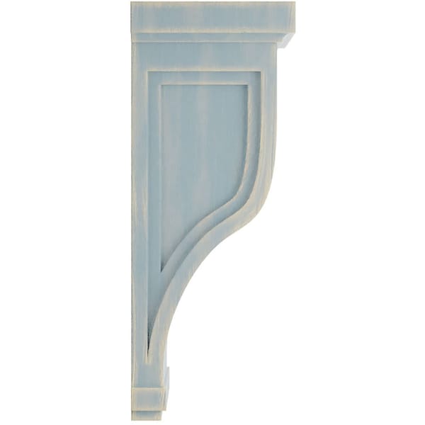 Ekena Millwork 7 1/2"W x 8"D x 17"H Traditional Recessed Wood Vintage Decor Corbel, Driftwood Blue - CORWD07X08X17TRBU