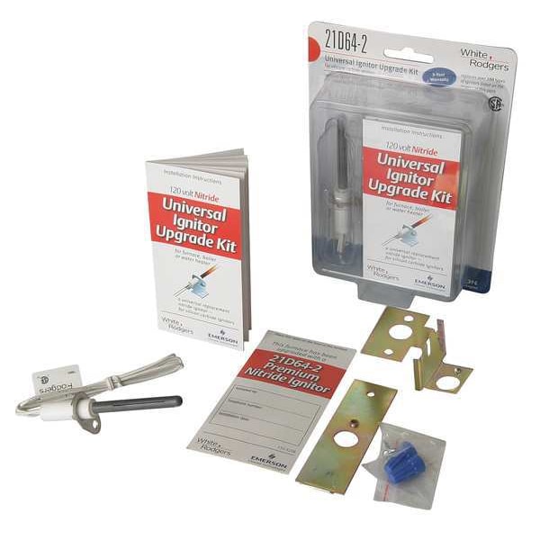 White-Rodgers Hot Surface Igniter, LP/NG, 120V AC, 15 1/2 in L., Universal - 21D64-2