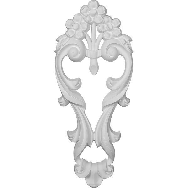Ekena Millwork 10 1/4"W  x 24"H x 1 5/8"P Large Flowers with Flowing Leaves Drop Onlay - ONL10X12X02FL