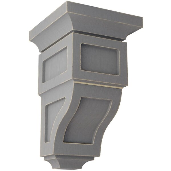 Ekena Millwork 3 1/2"W x 3 3/4"D x 6"H Mini Reyes Wood Vintage Decor Corbel, Pebble Grey - CORWD03X03X06RYPG