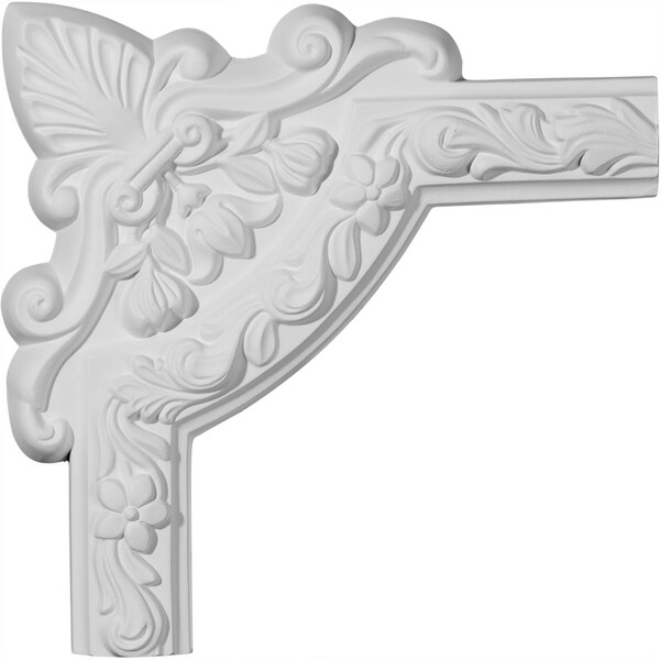 Ekena Millwork 10 3/4"W x 10 3/4"H Sussex Floral Panel Moulding Corner (matches moulding PML02X00SU) - PML10X10SU