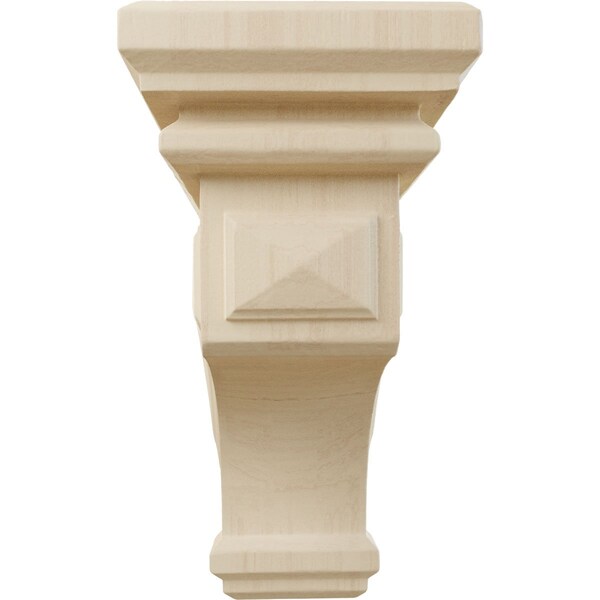 Ekena Millwork 4"W x 4 3/4"D x 8"H Small Woodruff Wood Corbel, Rubberwood - CORW04X04X08WFRW