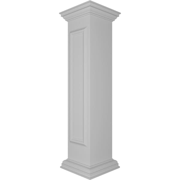 Ekena Millwork 10"W x 48"H Straight Newel Post with Panel, Flat Capital & Base Trim (Installation kit included) - NWL10X48SPF0B0