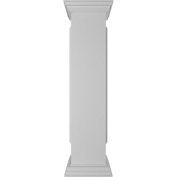 Ekena Millwork 10"W x 48"H Straight Newel Post with Panel, Flat Capital & Base Trim (Installation kit included) - NWL10X48SPF0B0