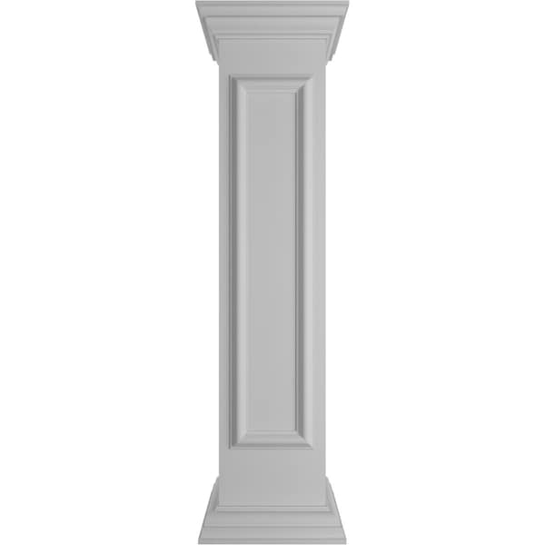 Ekena Millwork 10"W x 48"H Straight Newel Post with Panel, Flat Capital & Base Trim (Installation kit included) - NWL10X48SPF0B0