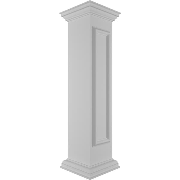 Ekena Millwork 10"W x 48"H Straight Newel Post with Panel, Flat Capital & Base Trim (Installation kit included) - NWL10X48SPF0B0
