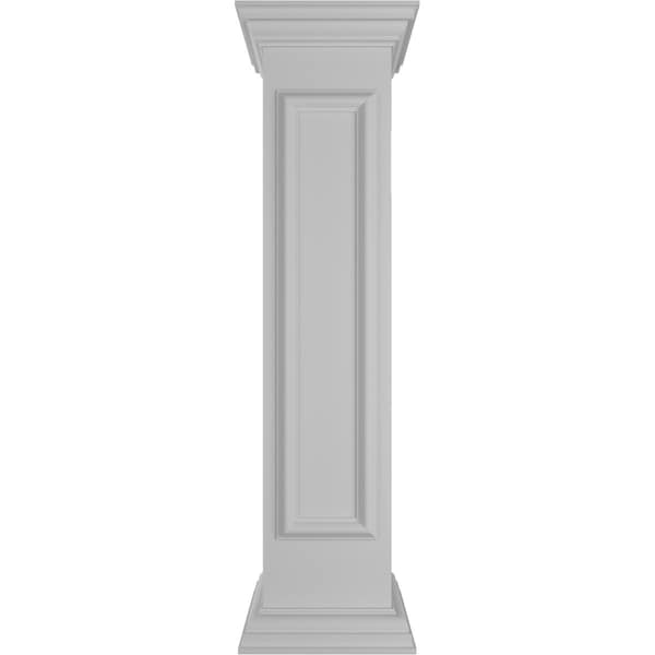 Ekena Millwork 10"W x 48"H Straight Newel Post with Panel, Flat Capital & Base Trim (Installation kit included) - NWL10X48SPF0B0