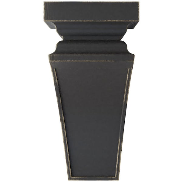 Ekena Millwork 7"W x 7 3/4"D x 14"H Jumbo Nevio Wood Vintage Decor Corbel, Black - CORWD07X07X14NEBL
