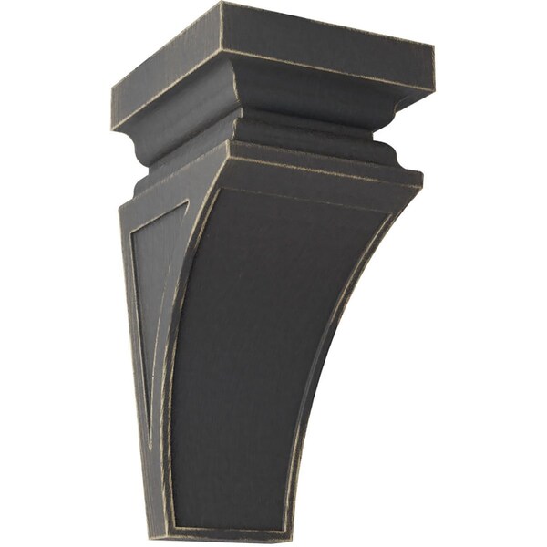 Ekena Millwork 7"W x 7 3/4"D x 14"H Jumbo Nevio Wood Vintage Decor Corbel, Black - CORWD07X07X14NEBL