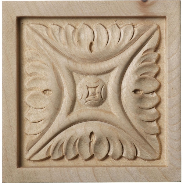 Ekena Millwork 3 1/2"W x 3 1/2"H x 3/4"P Medium Middlesbrough Square Rosette, Alder - ROS03X03MDAL