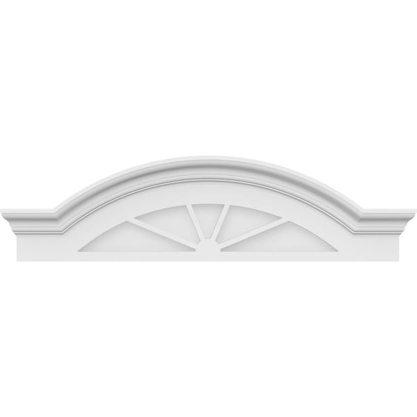Ekena Millwork Segment Arch W/ Flankers 4 Spoke Architectural Grade PVC Pediment, 38"W x 10-1/2"H x 2-1/2"P - PEDPS038X105SGF04