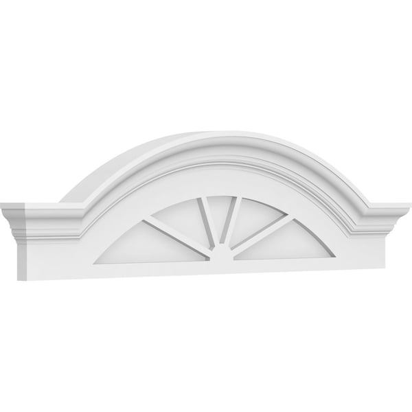 Ekena Millwork Segment Arch W/ Flankers 4 Spoke Architectural Grade PVC Pediment, 38"W x 10-1/2"H x 2-1/2"P - PEDPS038X105SGF04