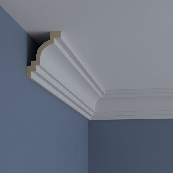 Ekena Millwork 4"H x 3"P x 5"F x 94 1/2"L Traditional Smooth Crown Moulding - MLD04X03X05TR
