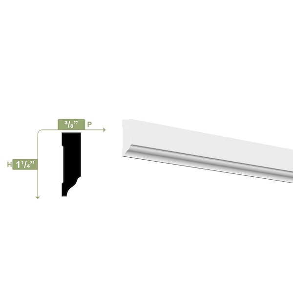Ekena Millwork WM947 - 1 1/4"H x 3/8"P x 96"L Door Stop Moulding, PVC - WM947X96SWPV