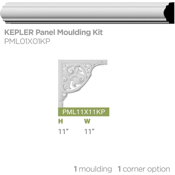 Ekena Millwork 1 1/8"H  x 1/2"P x 94 1/2"L Kepler Panel Moulding - PML01X01KP